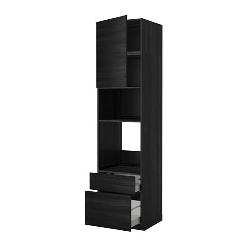 МЕТОД / МАКСИМЕРА Высок шкаф д/духовки/СВЧ/дверца/2ящ - под дерево черный, Тингсрид под дерево черный, 60x60x240 см