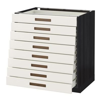 МЕТОД / ФОРВАРА Наполн шкаф 8 фронт/8 низк ящиков - 80x60 см, Мэрста белый, под дерево черный МЕТОД / ФОРВАРА Наполн шкаф 8 фронт/8 низк ящиков - 80x60 см, Мэрста белый, под дерево черный