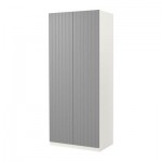 ПАКС Гардероб 2-дверный - Пакс Рисдаль классический серый, белый, 100x60x236 см, стандартные петли