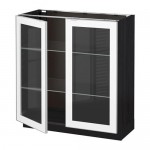 МЕТОД Напольный шкаф с 2 стекл дверцами - под дерево черный, 80x37x80 см