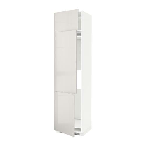 МЕТОД Выс шкаф для хол/мороз с 3 дверями - белый, Рингульт глянцевый светло-серый, 60x60x240 см
