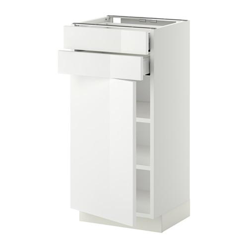 МЕТОД / МАКСИМЕРА Напольный шкаф с дверцей/2 ящиками - белый, Рингульт глянцевый белый, 40x37 см
