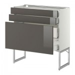 МЕТОД / МАКСИМЕРА Напольн шкаф 3фронт пнл/2низ/2ср ящ - 80x37x60 см, Рингульт глянцевый серый, белый МЕТОД / МАКСИМЕРА Напольн шкаф 3фронт пнл/2низ/2ср ящ - 80x37x60 см, Рингульт глянцевый серый, белый