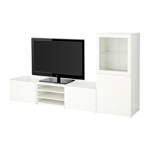 БЕСТО Шкаф для ТВ, комбин/стеклян дверцы - белый Лаппвикен/Синдвик белый прозрачное стекло, направляющие ящика,нажимные БЕСТО Шкаф для ТВ, комбин/стеклян дверцы - белый Лаппвикен/Синдвик белый прозрачное стекло, направляющие ящика,нажимные