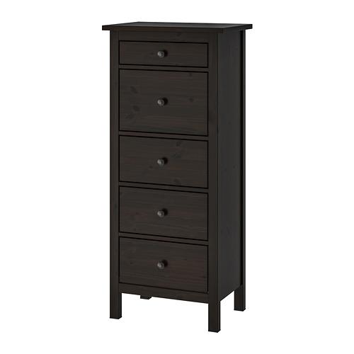 HEMNES комод с 5 ящиками черно-коричневый 58x40x131 cm