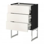 МЕТОД / МАКСИМЕРА Напольн шкаф 3фронт пнл/2низ/2ср ящ - под дерево черный, Веддинге белый, 60x37x60 см МЕТОД / МАКСИМЕРА Напольн шкаф 3фронт пнл/2низ/2ср ящ - под дерево черный, Веддинге белый, 60x37x60 см