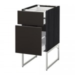 МЕТОД / МАКСИМЕРА Напольн шкаф 2фронт пнл/2низ/1вс ящ - под дерево черный, Кунгсбакка антрацит, 40x60x60 см