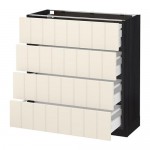 МЕТОД / МАКСИМЕРА Напольн шкаф 4 фронт панели/4 ящика - под дерево черный, Хитарп белый с оттенком, 80x37 см