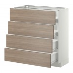 МЕТОД / ФОРВАРА Напольн шкаф 4 фронт панели/4 ящика - белый, Брокхульт под грецкий орех светло-серый, 80x37 см МЕТОД / ФОРВАРА Напольн шкаф 4 фронт панели/4 ящика - белый, Брокхульт под грецкий орех светло-серый, 80x37 см