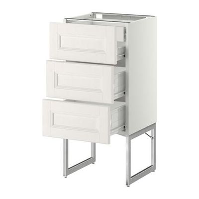 МЕТОД / ФОРВАРА Напольн шкаф 3фронт пнл/2низ/2ср ящ - 40x37x60 см, Лаксарби белый, белый