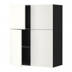 МЕТОД Навесной шкаф с полками/4дверцы - под дерево черный, Хэггеби белый