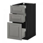 МЕТОД / ФОРВАРА Напольный шкаф с 3 ящиками - 40x60 см, Будбин серый, под дерево черный МЕТОД / ФОРВАРА Напольный шкаф с 3 ящиками - 40x60 см, Будбин серый, под дерево черный