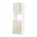 МЕТОД / МАКСИМЕРА Выс шк д/дхвк+двр/2фрнт/2выс ящ - белый, Воксторп глянцевый светло-бежевый, 60x60x200 см МЕТОД / МАКСИМЕРА Выс шк д/дхвк+двр/2фрнт/2выс ящ - белый, Воксторп глянцевый светло-бежевый, 60x60x200 см