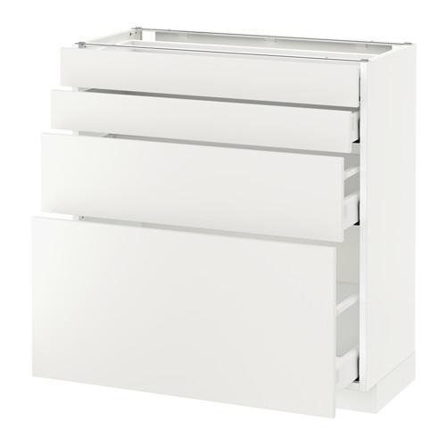 МЕТОД / МАКСИМЕРА Напольн шкаф 4 фронт панели/4 ящика - белый, Хэггеби белый, 80x37 см
