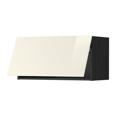 МЕТОД Горизонтальный навесной шкаф - 80x40 см, Рингульт глянцевый кремовый, под дерево черный МЕТОД Горизонтальный навесной шкаф - 80x40 см, Рингульт глянцевый кремовый, под дерево черный