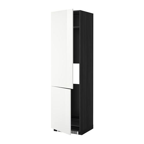МЕТОД Высокий шкаф д/холод/мороз/2дверцы - под дерево черный, Рингульт глянцевый белый