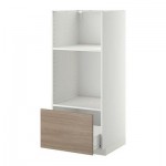 МЕТОД / ФОРВАРА Высокий шкаф с ящиком д/духовки/СВЧ - Брокхульт под грецкий орех светло-серый, белый МЕТОД / ФОРВАРА Высокий шкаф с ящиком д/духовки/СВЧ - Брокхульт под грецкий орех светло-серый, белый