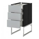 МЕТОД / ФОРВАРА Напольн шкаф 3фронт пнл/2низ/2ср ящ - 40x60x60 см, Веддинге серый, под дерево черный МЕТОД / ФОРВАРА Напольн шкаф 3фронт пнл/2низ/2ср ящ - 40x60x60 см, Веддинге серый, под дерево черный