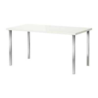 ЛИННМОН/ГОДВИН Стол - глянцевый белый/хромированный