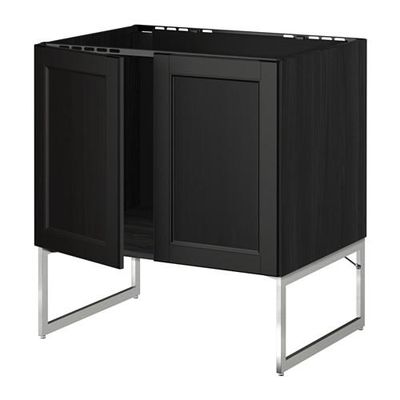 МЕТОД Напольн шкаф д раковины+2 двери - Лаксарби черно-коричневый, МЕТОД Напольн шкаф д раковины+2 двери - Лаксарби черно-коричневый,