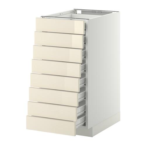МЕТОД / ФОРВАРА Наполн шкаф 8 фронт/8 низк ящиков - 40x60 см, Рингульт глянцевый кремовый, белый