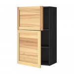 МЕТОД Навесной шкаф с полками/2дверцы - под дерево черный, Торхэмн естественный ясень МЕТОД Навесной шкаф с полками/2дверцы - под дерево черный, Торхэмн естественный ясень