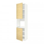 МЕТОД Высок шкаф д/духовки/2дверцы/полки - белый, Тингсрид под березу, 60x60x240 см