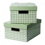 ПИНГЛА Коробка с крышкой - зеленый, 28x37x18 см