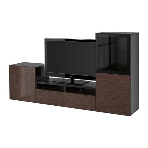 БЕСТО Шкаф для ТВ, комбин/стеклян дверцы - черно-коричневый/Сельсвикен глянцевый/коричневый прозрач стекло, направляющие ящика,нажимные БЕСТО Шкаф для ТВ, комбин/стеклян дверцы - черно-коричневый/Сельсвикен глянцевый/коричневый прозрач стекло, направляющие ящика,нажимные
