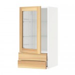 МЕТОД / МАКСИМЕРА Навесной шкаф/стекл дверца/2 ящика - белый, Торхэмн естественный ясень, 40x80 см