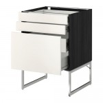 МЕТОД / ФОРВАРА Напольн шкаф 3фронт пнл/2низ/2ср ящ - 60x60x60 см, Веддинге белый, под дерево черный МЕТОД / ФОРВАРА Напольн шкаф 3фронт пнл/2низ/2ср ящ - 60x60x60 см, Веддинге белый, под дерево черный