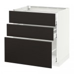 МЕТОД / МАКСИМЕРА Напольный шкаф с 3 ящиками - белый, Кунгсбакка антрацит, 80x60 см МЕТОД / МАКСИМЕРА Напольный шкаф с 3 ящиками - белый, Кунгсбакка антрацит, 80x60 см