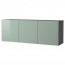 БЕСТО Комбинация настенных шкафов - черно-коричневый/Сельсвикен глянцевый/серо-зеленый светлый, 180x40x64 см