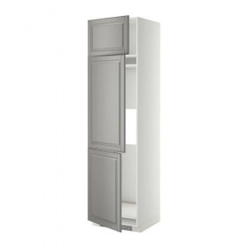 МЕТОД Выс шкаф для хол/мороз с 3 дверями - белый, Будбин серый, 60x60x220 см