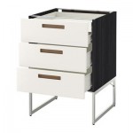 МЕТОД / ФОРВАРА Напольн шкаф 3фронт пнл/2низ/2ср ящ - 60x60x60 см, Мэрста белый, под дерево черный МЕТОД / ФОРВАРА Напольн шкаф 3фронт пнл/2низ/2ср ящ - 60x60x60 см, Мэрста белый, под дерево черный