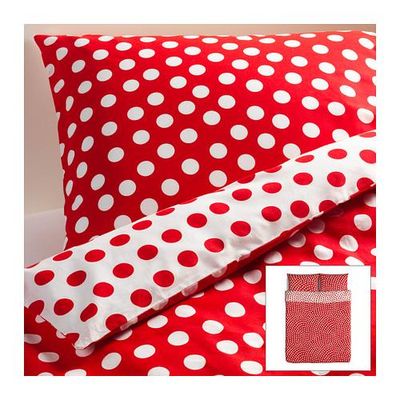 СТЕНКЛЁВЕР Пододеяльник и 2 наволочки - белый/красный, 200x200/50x70 см СТЕНКЛЁВЕР Пододеяльник и 2 наволочки - белый/красный, 200x200/50x70 см