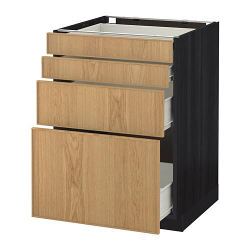 МЕТОД / ФОРВАРА Напольн шкаф 4 фронт панели/4 ящика - 60x60 см, Экестад дуб, под дерево черный МЕТОД / ФОРВАРА Напольн шкаф 4 фронт панели/4 ящика - 60x60 см, Экестад дуб, под дерево черный
