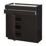 МЕТОД / МАКСИМЕРА Напольный шкаф/2дверцы/2ящика - под дерево черный, Кунгсбакка антрацит, 80x37 см