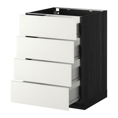 МЕТОД / ФОРВАРА Напольн шкаф 4 фронт панели/4 ящика - 60x60 см, Хэггеби белый, под дерево черный МЕТОД / ФОРВАРА Напольн шкаф 4 фронт панели/4 ящика - 60x60 см, Хэггеби белый, под дерево черный
