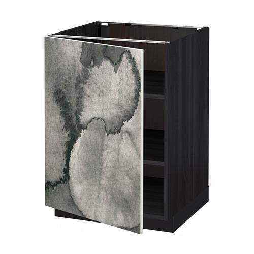 МЕТОД Напольный шкаф с полками - под дерево черный, Кальвиа с печатным рисунком, 60x60 см МЕТОД Напольный шкаф с полками - под дерево черный, Кальвиа с печатным рисунком, 60x60 см
