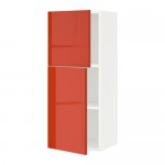 МЕТОД Навесной шкаф с полками/2дверцы - белый, Ерста глянцевый оранжевый, 40x100 см МЕТОД Навесной шкаф с полками/2дверцы - белый, Ерста глянцевый оранжевый, 40x100 см