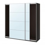 PAX гардероб с раздвижными дверьми черно-коричневый/Аули зеркальное стекло 200x66x201.2 cm