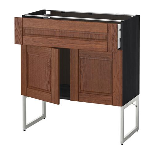 МЕТОД / МАКСИМЕРА Напол шкаф/полки/ящик/2двери - под дерево черный, Филипстад коричневый, 80x37x60 см