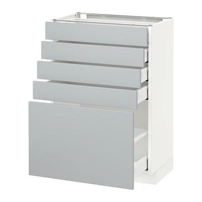 МЕТОД / МАКСИМЕРА Напольный шкаф с 5 ящиками - 60x37 см, Веддинге серый, белый