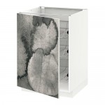 МЕТОД Напольный шкаф с проволочн ящиками - белый, Кальвиа с печатным рисунком, 60x60 см