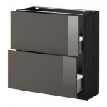 МЕТОД / ФОРВАРА Напольный шкаф с 2 ящиками - 80x37 см, Рингульт глянцевый серый, под дерево черный МЕТОД / ФОРВАРА Напольный шкаф с 2 ящиками - 80x37 см, Рингульт глянцевый серый, под дерево черный