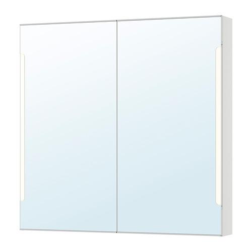 STORJORM зеркальн шкафчик/2дверцы/подсветка белый 100x14x96 cm