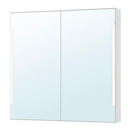 STORJORM зеркальн шкафчик/2дверцы/подсветка белый 100x14x96 cm
