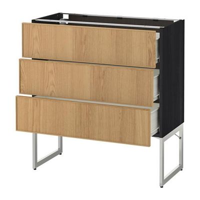 МЕТОД / ФОРВАРА Нплн шк 3 фрнт/3 средн ящика - 80x37x60 см, Экестад дуб, под дерево черный МЕТОД / ФОРВАРА Нплн шк 3 фрнт/3 средн ящика - 80x37x60 см, Экестад дуб, под дерево черный