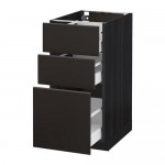 МЕТОД / МАКСИМЕРА Напольный шкаф с 3 ящиками - под дерево черный, Кунгсбакка антрацит, 40x60 см МЕТОД / МАКСИМЕРА Напольный шкаф с 3 ящиками - под дерево черный, Кунгсбакка антрацит, 40x60 см